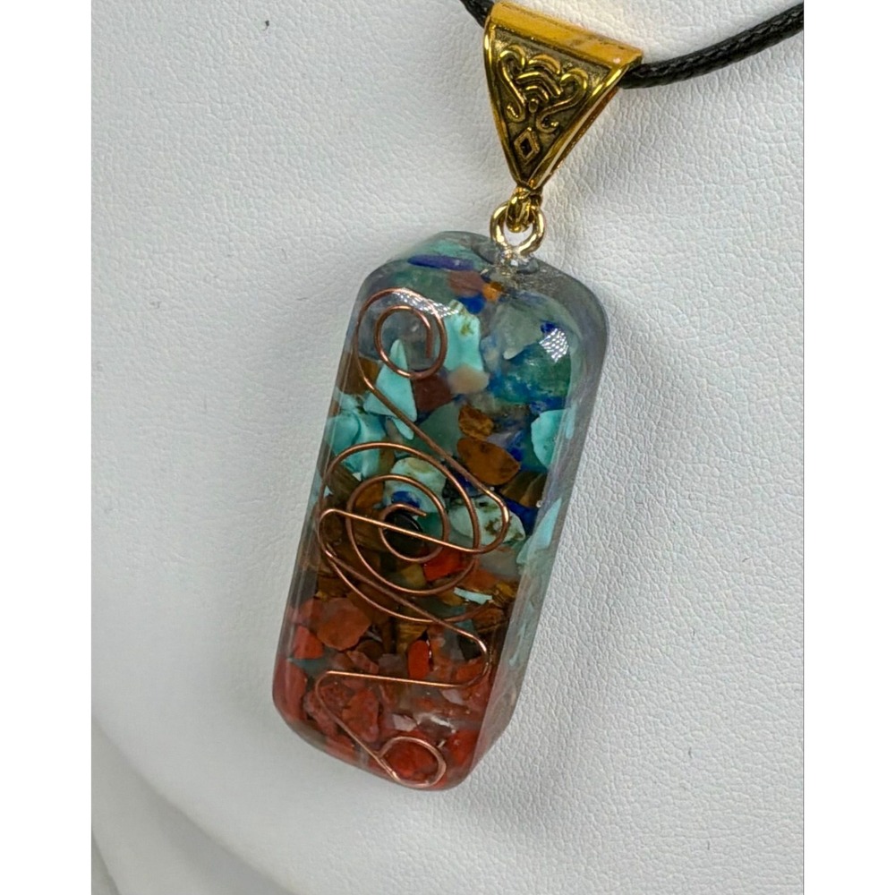 🔮✨ Orgonite Crystal Chip Pendant Necklace | Copper Spiral | Gift Ready